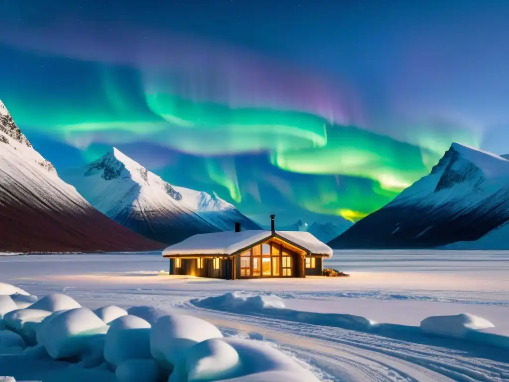 Alojamientos sostenibles en el Ártico: Ecolodge en la nieve con auroras boreales y glaciares cristalinos