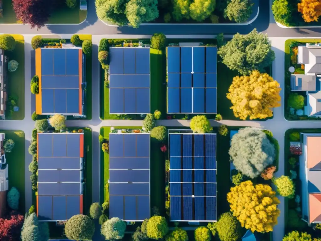 Armonía entre naturaleza y tecnología en barrio con casas ecológicas y modernos sistemas de calefacción