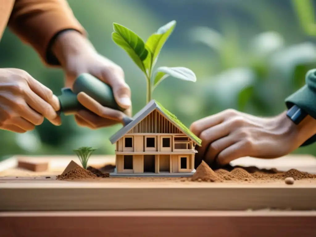 Un arquitecto experto en bioconstrucción crea una casa sostenible con materiales naturales, en armonía con la naturaleza