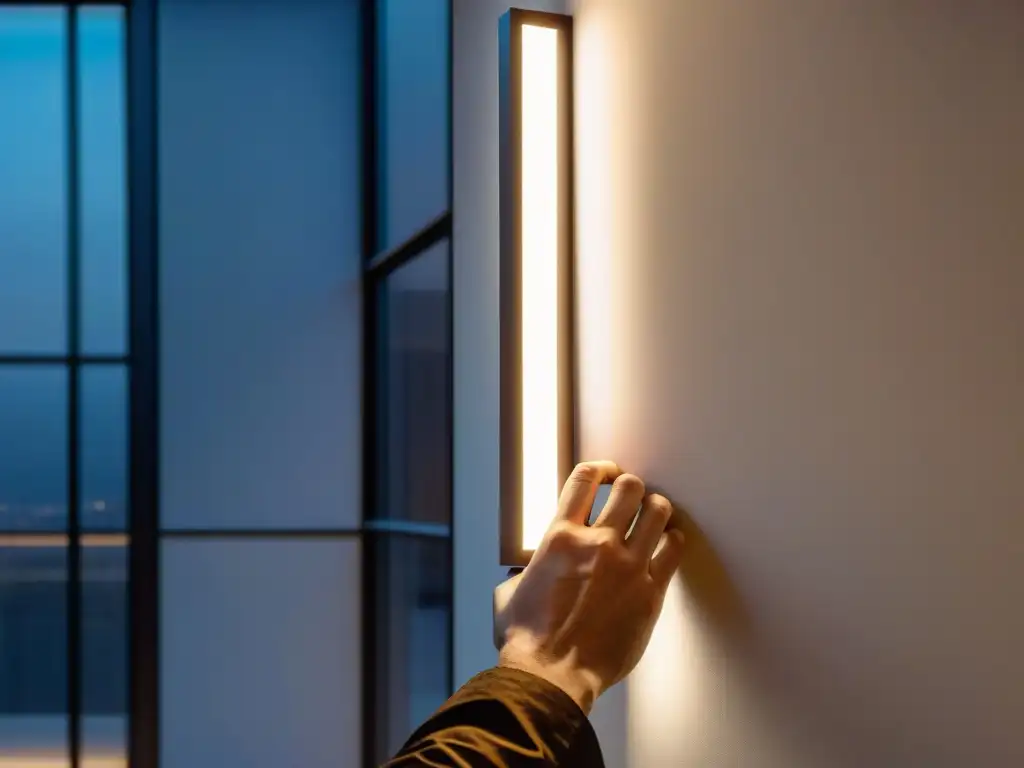 Un arquitecto experto integra una tira de iluminación LED en un diseño arquitectónico moderno y elegante, demostrando precisión y armonía en la fusión de tecnología y estética