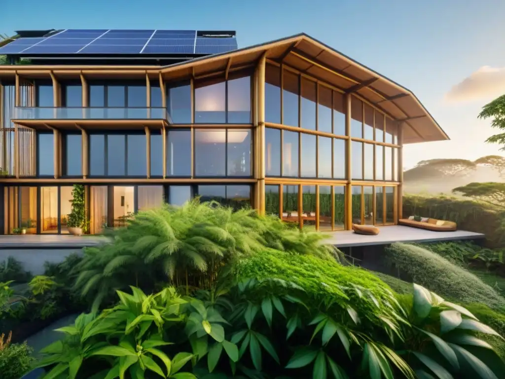 Arquitectura sostenible: diseño innovador con materiales ecofriendly Arquitectura moderna con materiales sostenibles, integrando naturaleza y tecnología