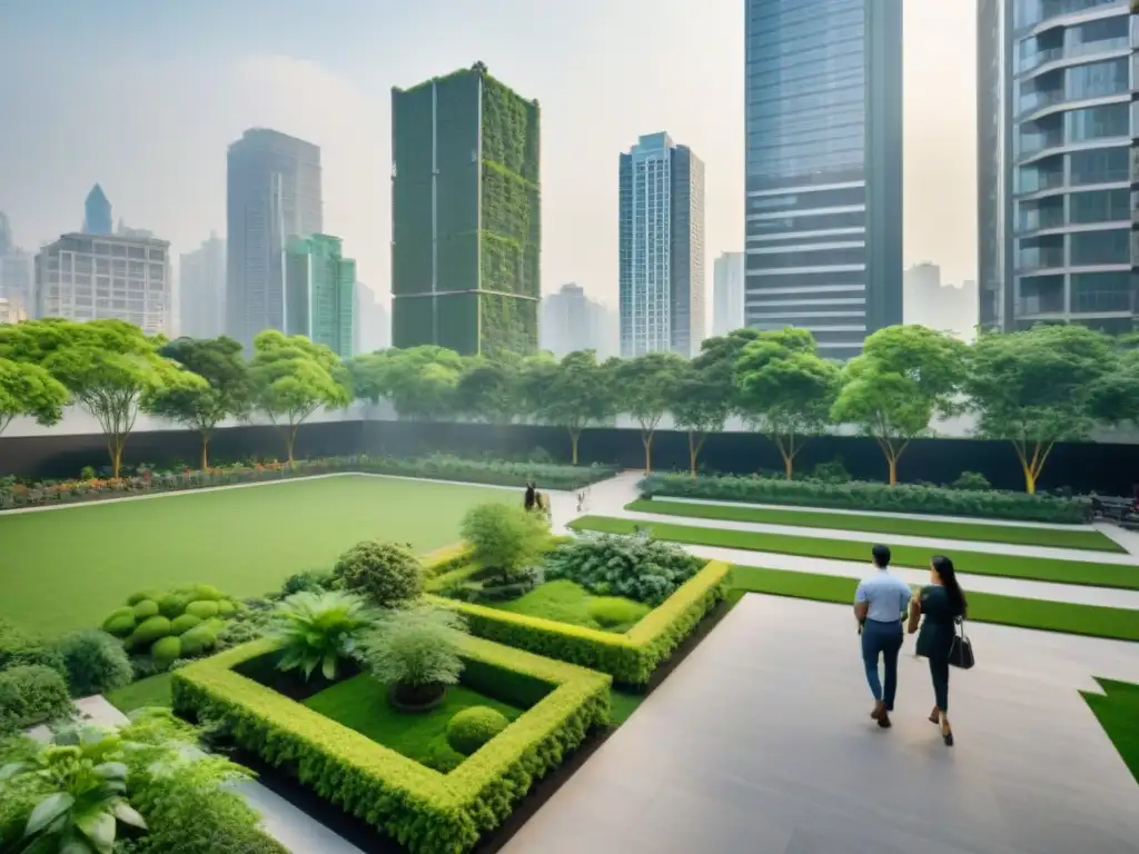 Arquitectura urbana integrando espacios verdes en perfecta armonía