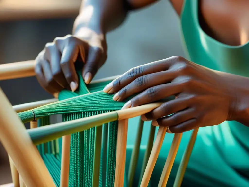 Un artesano crea una silla ecológica con materiales sostenibles como bambú y ratán