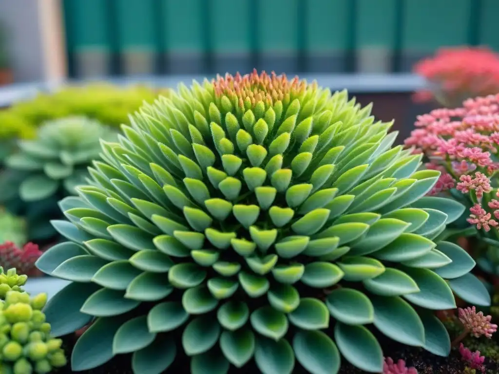 Belleza y resiliencia de los techos verdes: detallada imagen de una planta sedum floreciendo en un jardín en la azotea