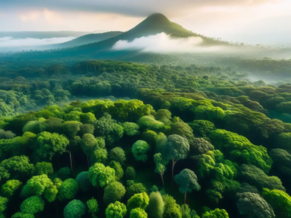 Un bosque exuberante con diversidad de árboles, plantas y vida silvestre