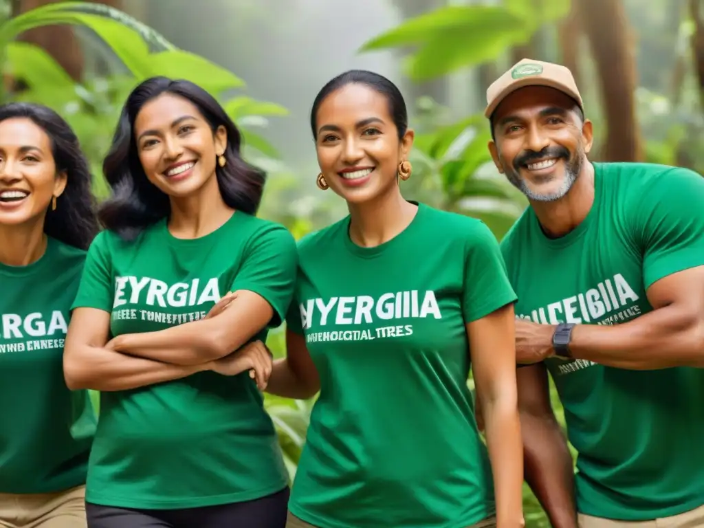 Comunidad unida plantando árboles con impacto positivo energía limpia en un bosque vibrante