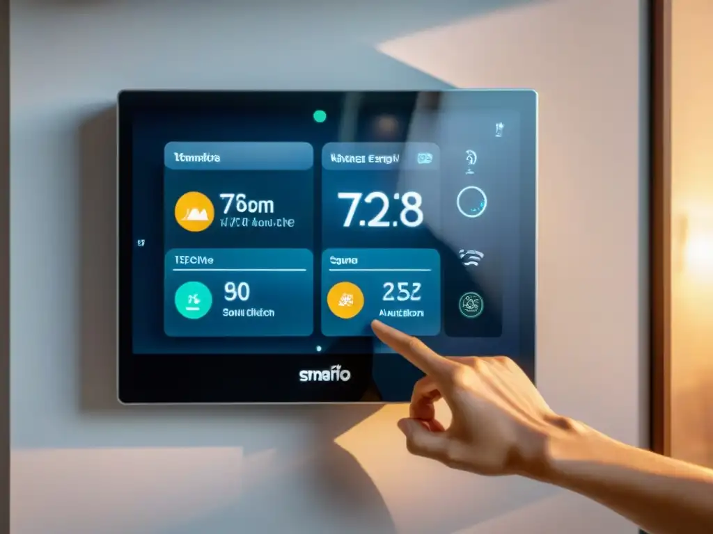Control moderno de hogar inteligente con eficiencia energética y asistentes de voz
