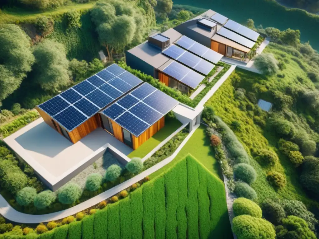 Un desarrollo residencial ecoamigable con paneles solares y áreas verdes