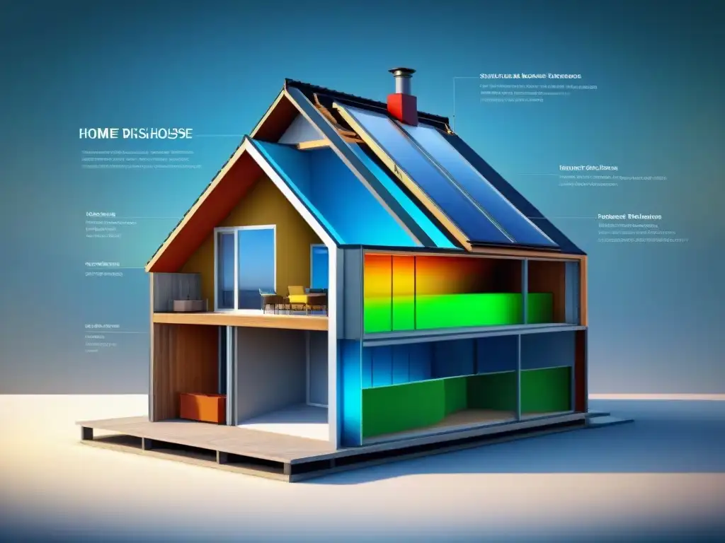 Detallado diagrama de sección de una casa pasiva resaltando la importancia del puente térmico en la construcción sostenible