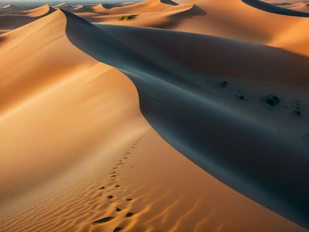 Detalle de una dunas de arena dorada en un desierto, resaltando su potencial como recurso de construcción sostenible