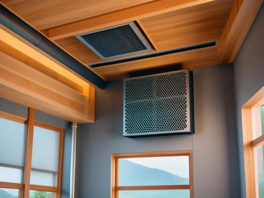 Detalle impresionante del sistema de ventilación de una casa pasiva para confort térmico