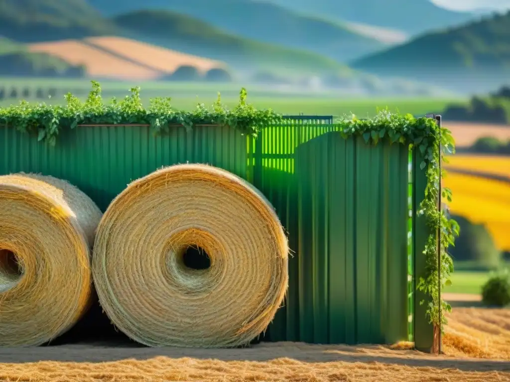 Muro de paja: belleza natural y sostenible Detalles dorados de aislamiento natural paja en construcción ecoamigable