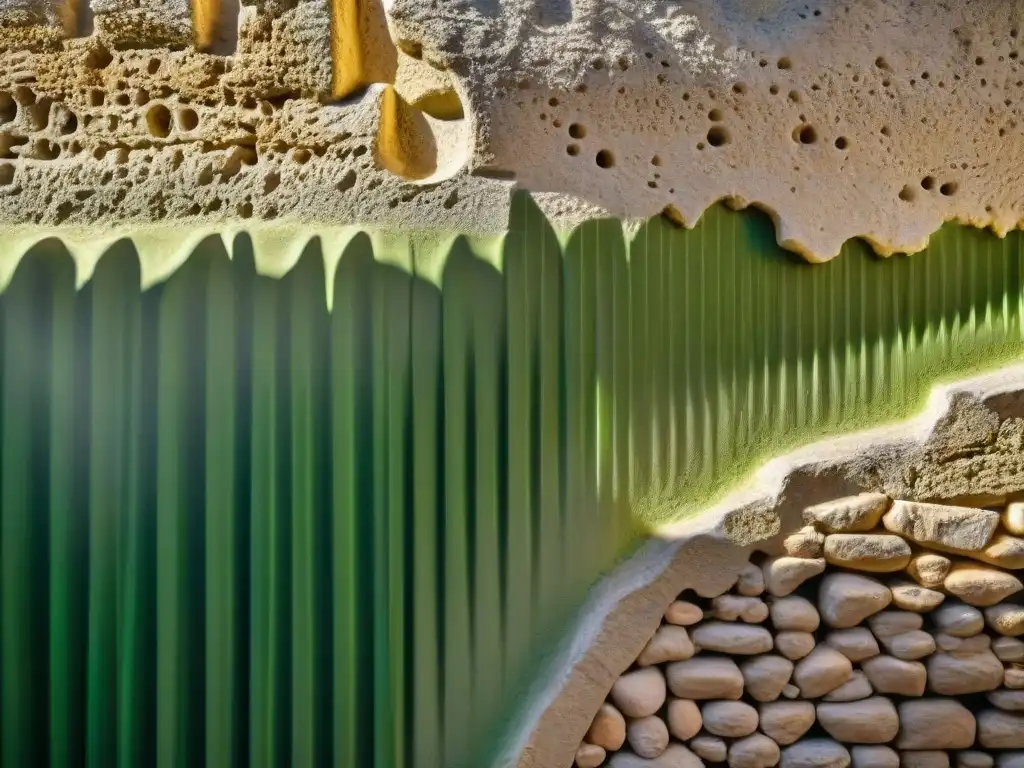 Detalles de una pared de cal centenaria en un pueblo europeo, resaltando los beneficios de la cal ecológica en la arquitectura moderna