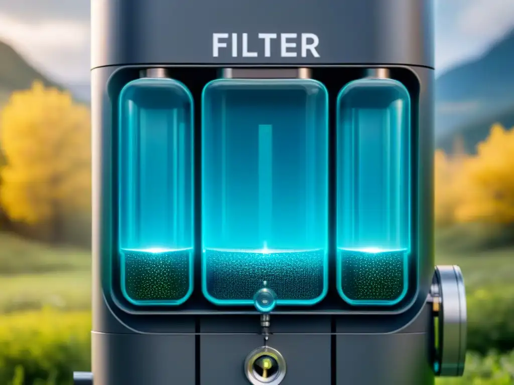 Detalles del proceso de purificación de agua en filtro ecológico inteligente con tecnología avanzada