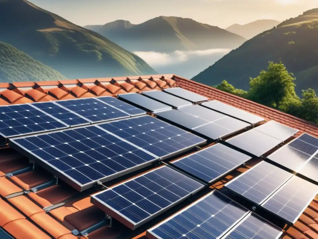 Detalles de tecnología verde en vivienda sostenible: paneles solares en armonía con la modernidad y la naturaleza