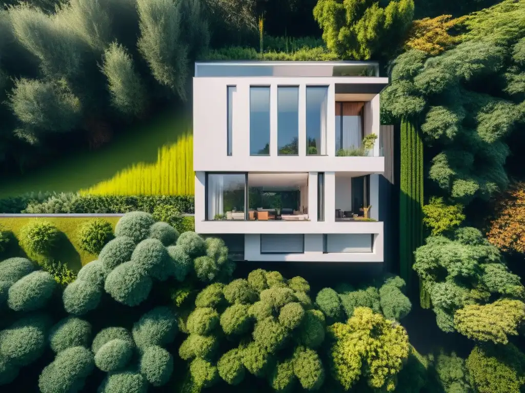 Diseño ecológico con ventilación cruzada en casa moderna rodeada de naturaleza