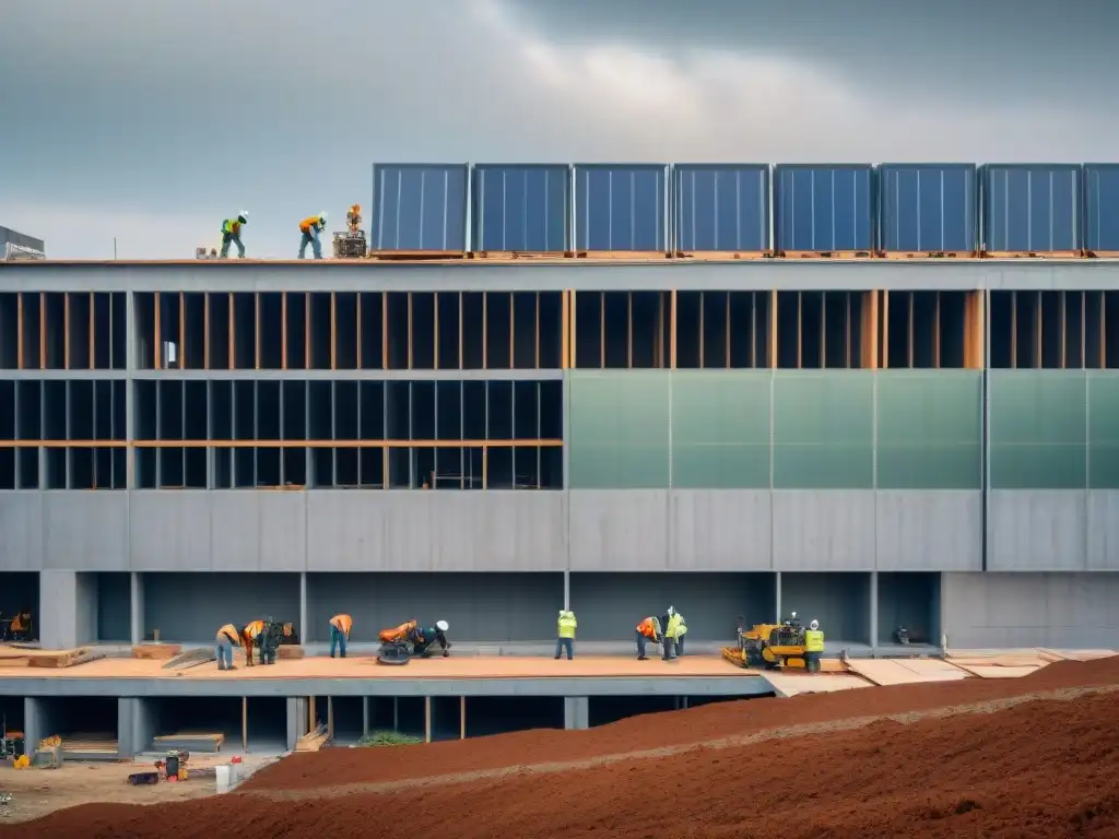 Edificio ecológico en construcción con materiales de alta calidad