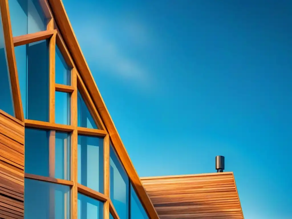 Estructura arquitectónica innovadora de materiales reciclados Edificio sostenible construido con materiales reciclados, destaca por su diseño innovador y conciencia ambiental