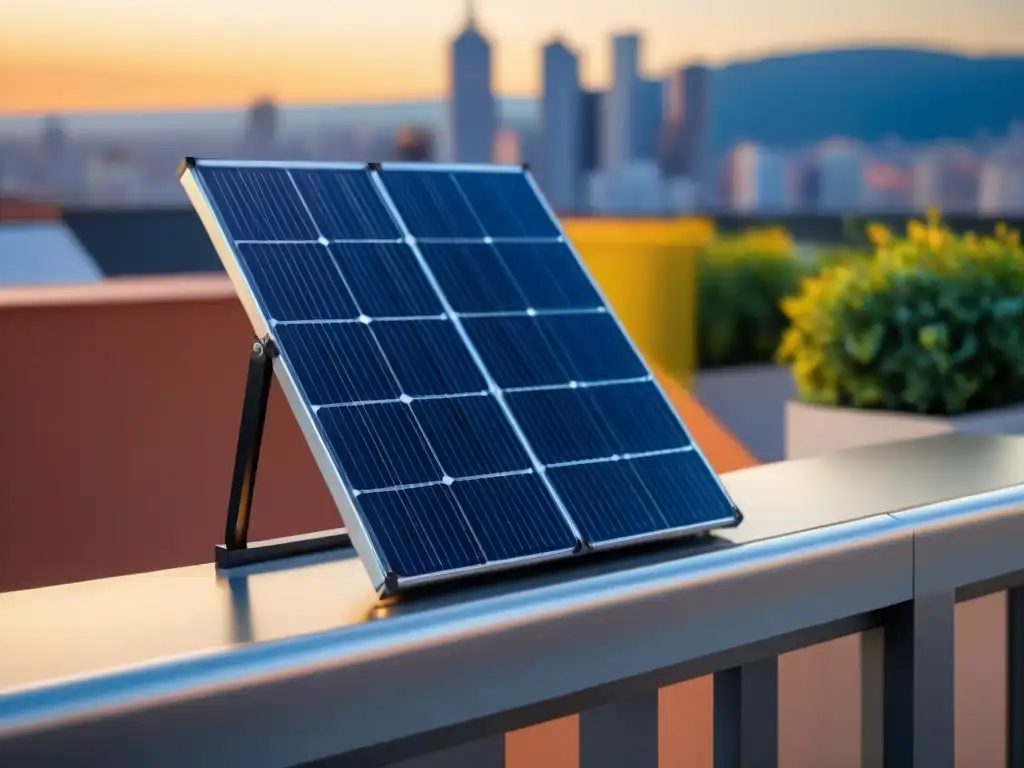 Eficiente instalación de paneles solares en balcón urbano, captando la luz solar