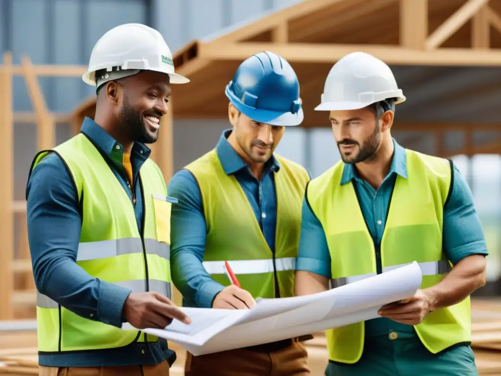 Equipo diverso de construcción sostenible usando materiales ecológicos