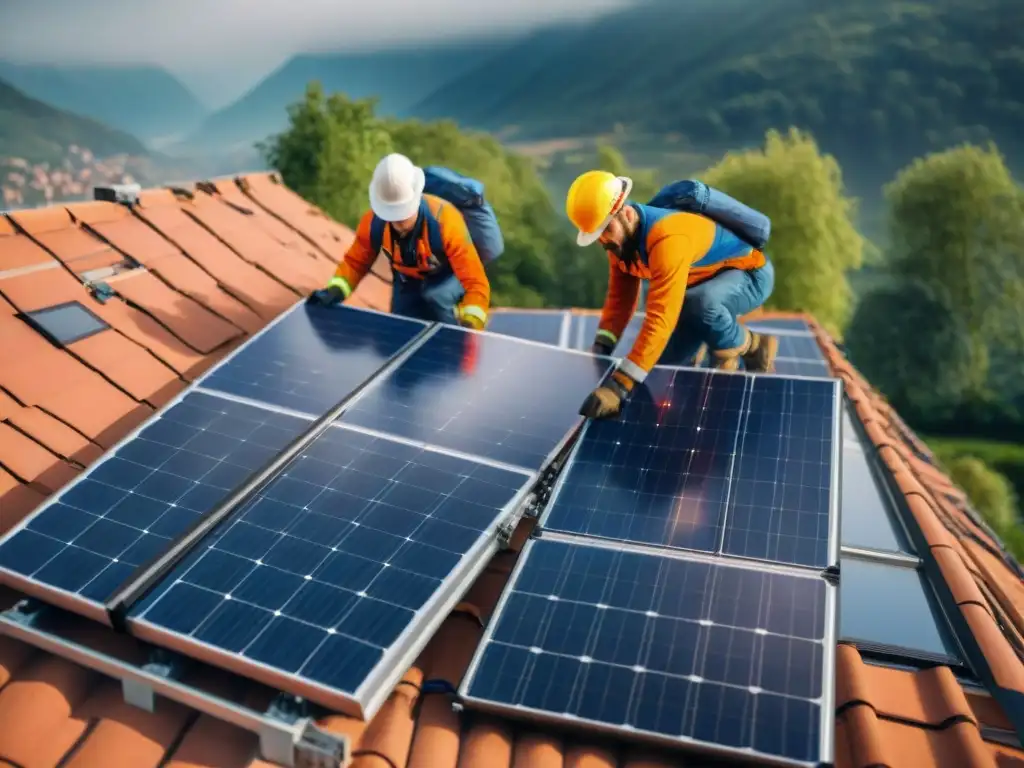 Un equipo de voluntarios instala paneles solares en zonas afectadas, irradiando esperanza