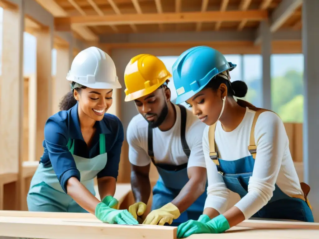 Estudiantes construyen ecoedificio sostenible Estudiantes trabajan con entusiasmo en construcción sostenible cursos campo vivo