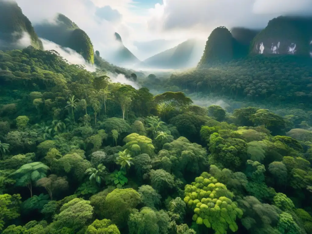 Exploración sostenible en agencias de arquitectura: Vista aérea impresionante de un exuberante bosque tropical