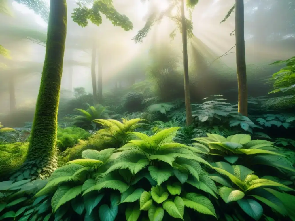 Un exuberante jardín botánico con diversidad de especies y vida silvestre