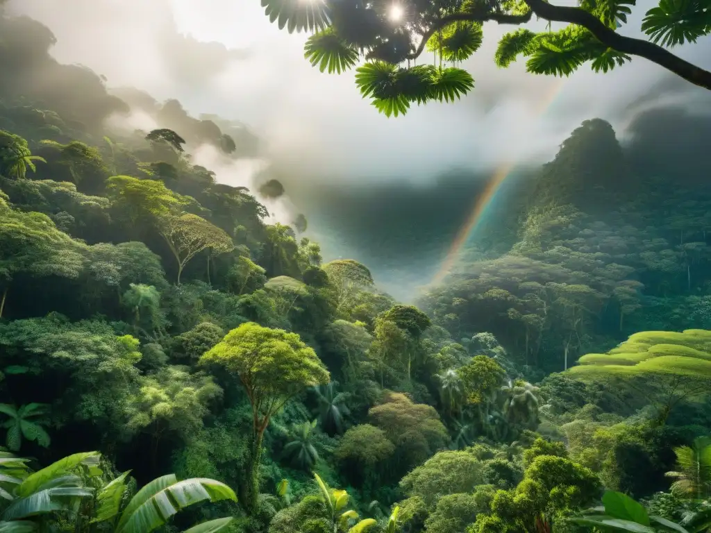 Un exuberante dosel de selva tropical con una rica biodiversidad