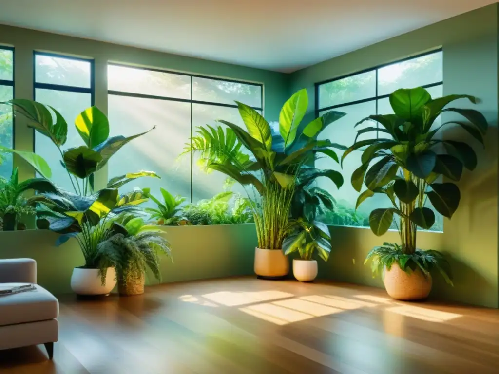 Un exuberante jardín interior con las mejores plantas para decorar y purificar tu espacio