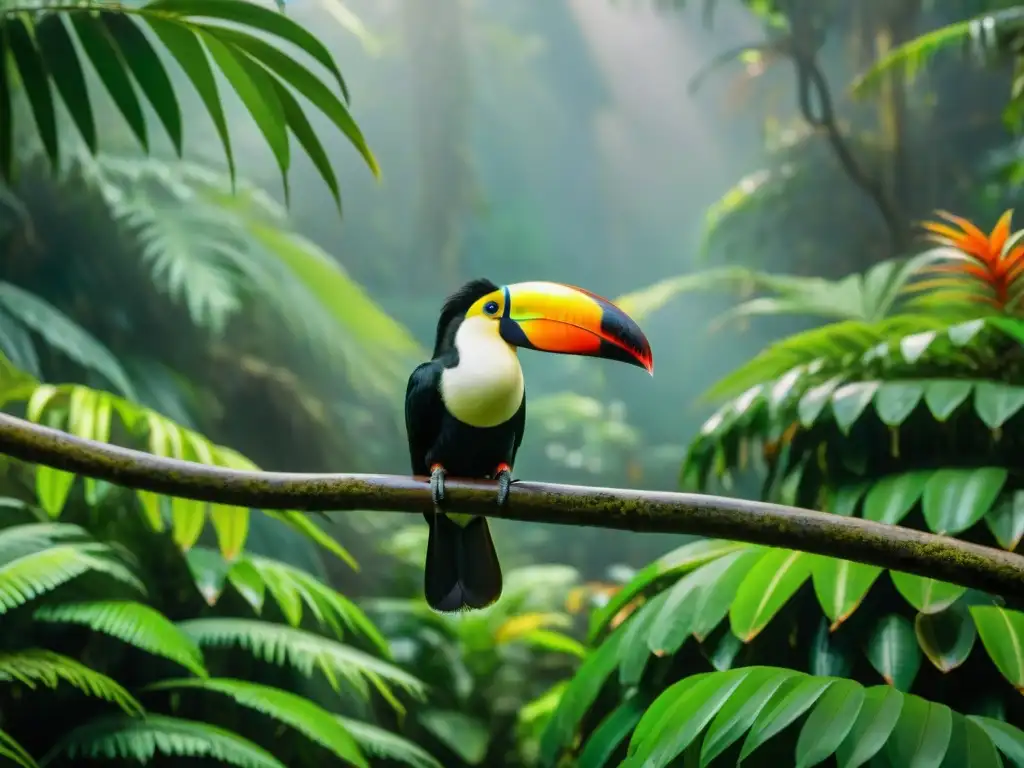 Explora la exuberante selva de Centroamérica con un tucán colorido