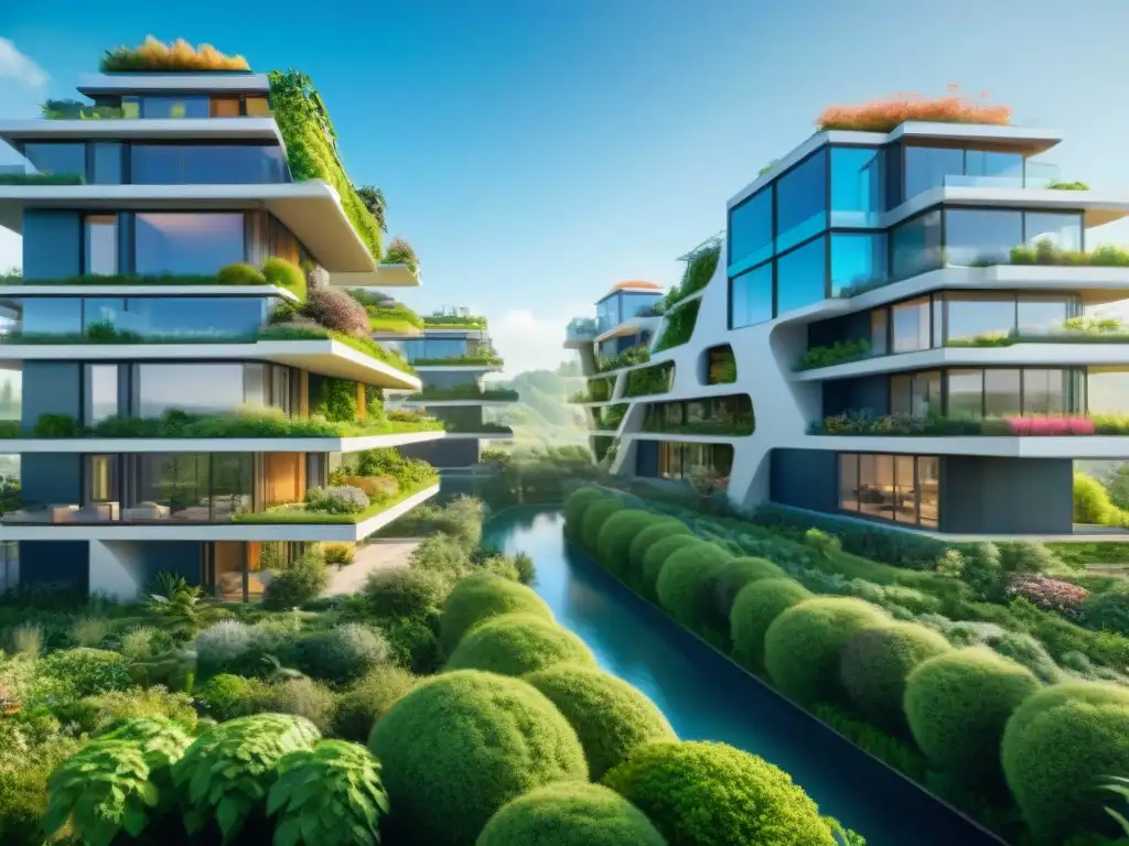 Visión de futuro: desafíos vivienda sostenible planeta futurista con tecnologías verdes y armonía con la naturaleza