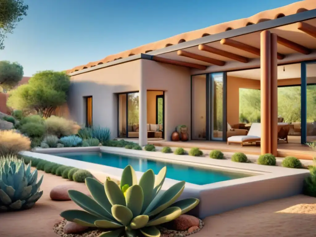 Hermosa casa de adobe moderna en entorno natural, con arquitectura ecológica y diseño contemporáneo