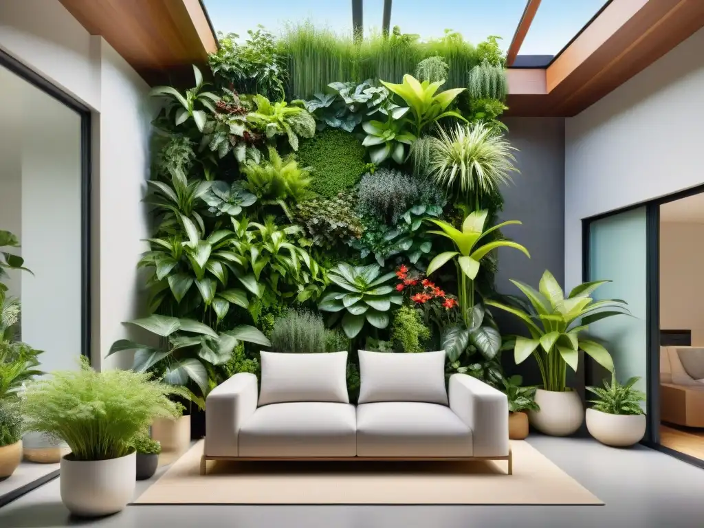 Un hogar sostenible con un impresionante jardín vertical, fusionando naturaleza y diseño