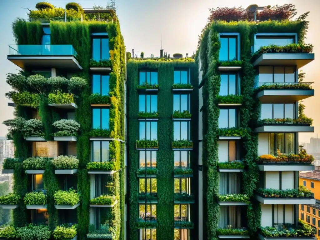 Imagen detallada de los Bosques Verticales en Milán, Italia, ejemplar de arquitectura verde sostenible