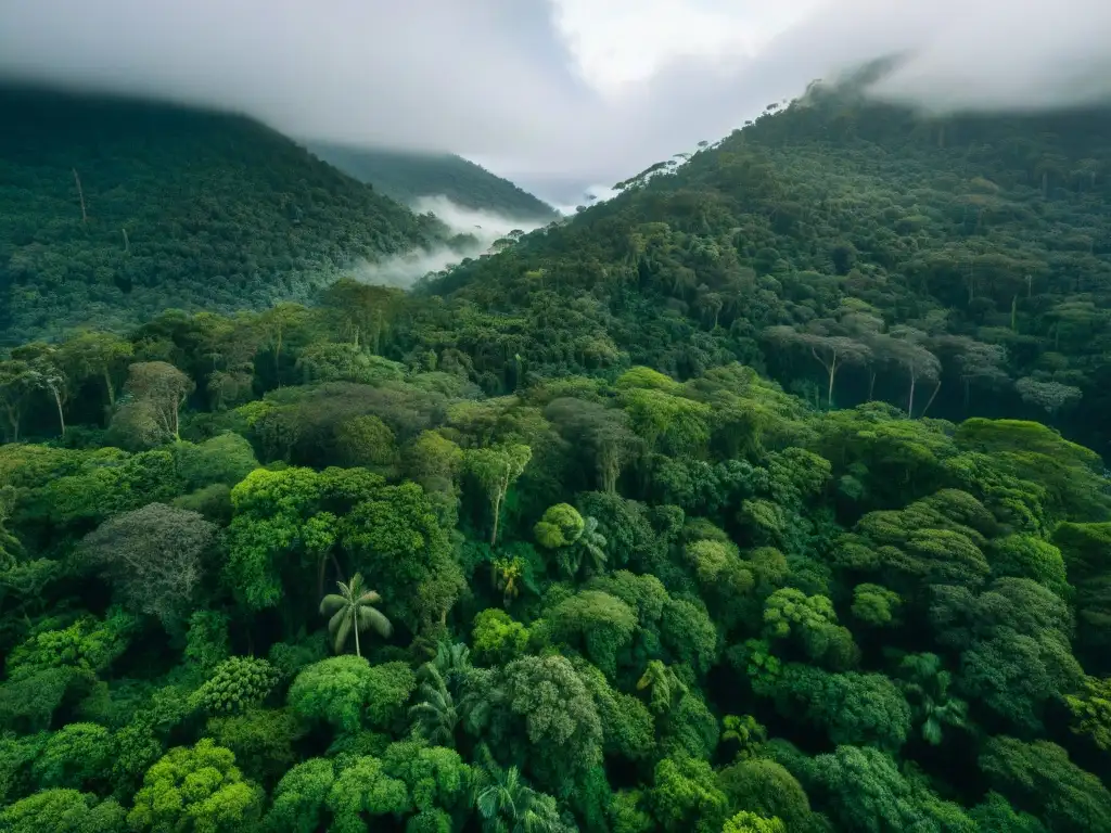 Un impresionante bosque tropical virgen desde el aire, resaltando la belleza del turismo responsable en agencias de viajes