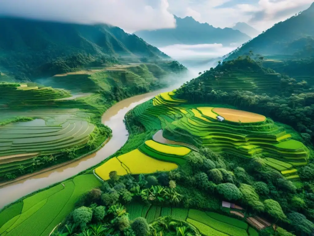 Impresionante paisaje verde en Asia con políticas verdes sostenibilidad