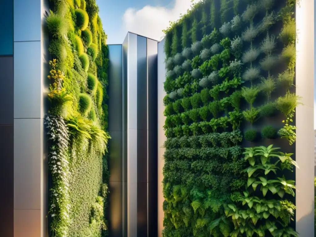 Un impresionante jardín vertical en un edificio sostenible