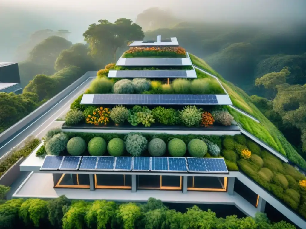 Innovador edificio de Startups de arquitectura sostenible integrando tecnología y naturaleza en el paisaje urbano