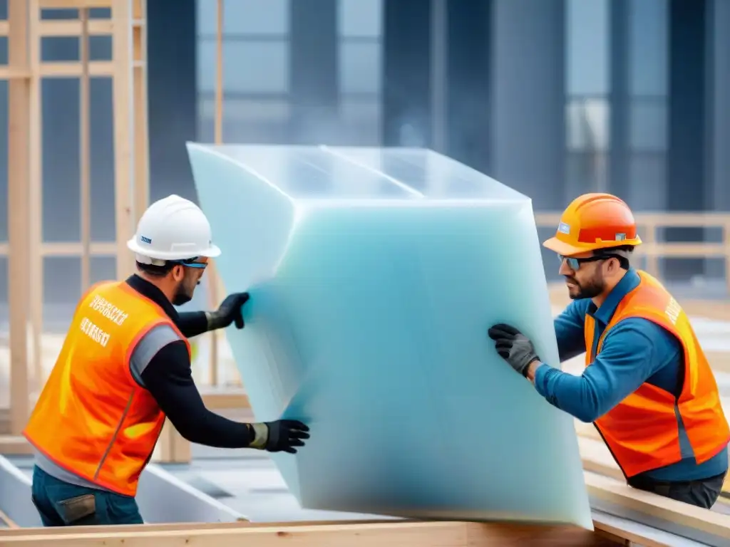 Instalación de panel de aerogel en obra moderna