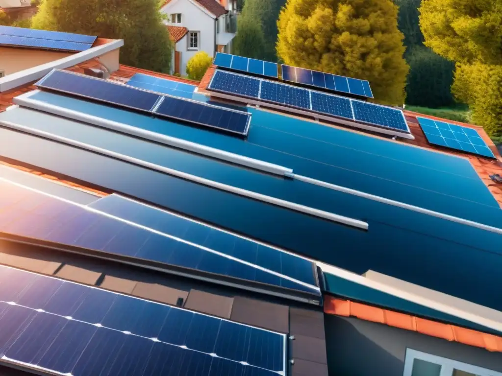 Instalación de paneles solares en hogares: equipo diverso trabajando juntos para el reciclaje de energía en hogares