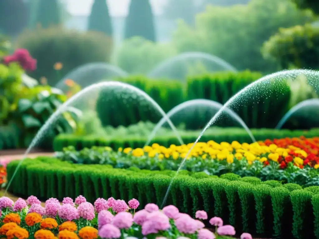 Un jardín exuberante y colorido con riego inteligente para un jardín sostenible