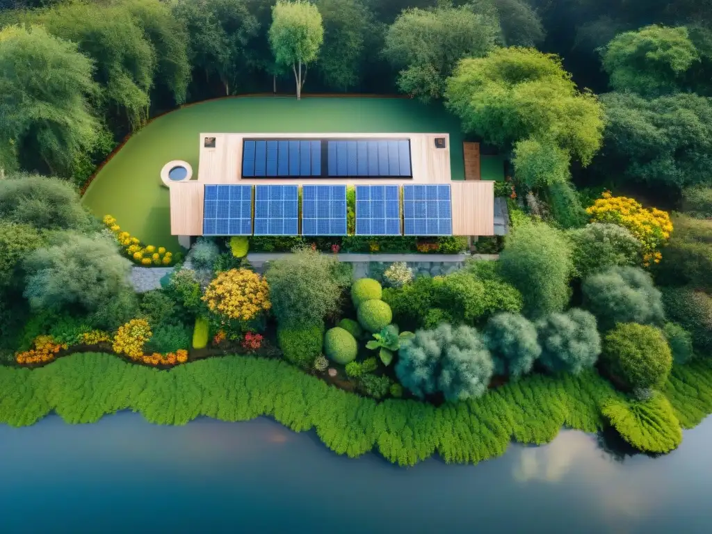 Villa ecológica de lujo con paneles solares y jardín sostenible, ideal para el futuro del inmobiliario