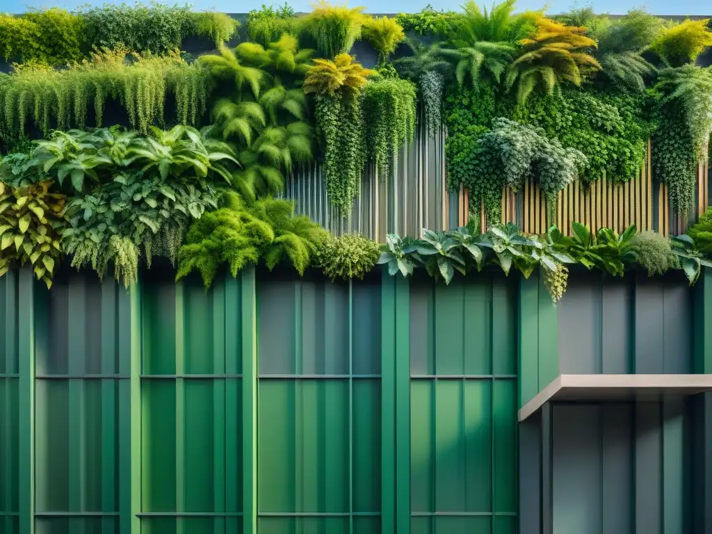 La transformación de un muro urbano gris en un vibrante muro verde con plantas