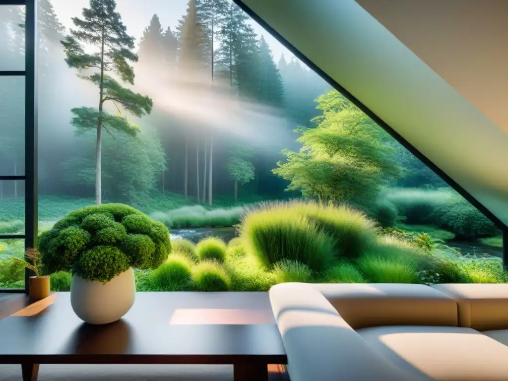 Un oasis de serenidad con muebles eco, plantas y luz natural