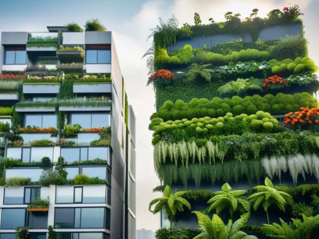 Un oasis urbano: Edificio residencial con jardines verticales vibrantes