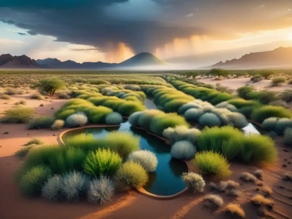 Un paisaje árido se transforma en un oasis verde gracias a la recolección de lluvia en áreas áridas