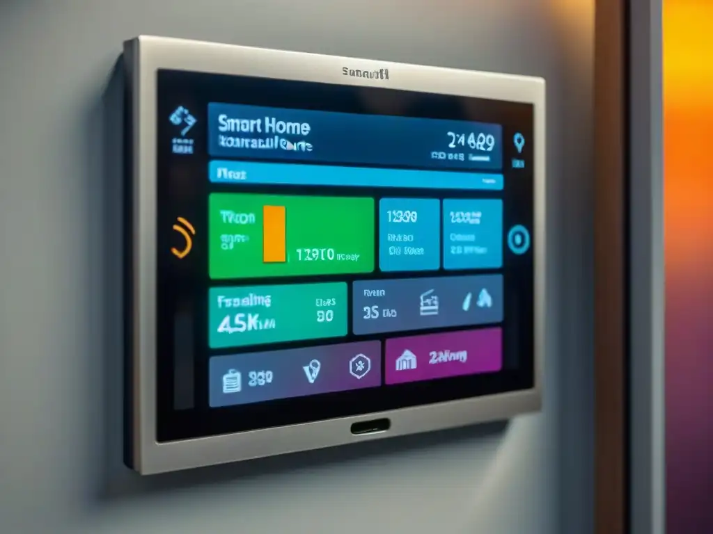 Panel de control de Smart Home mostrando eficiencia energética con gráficos coloridos