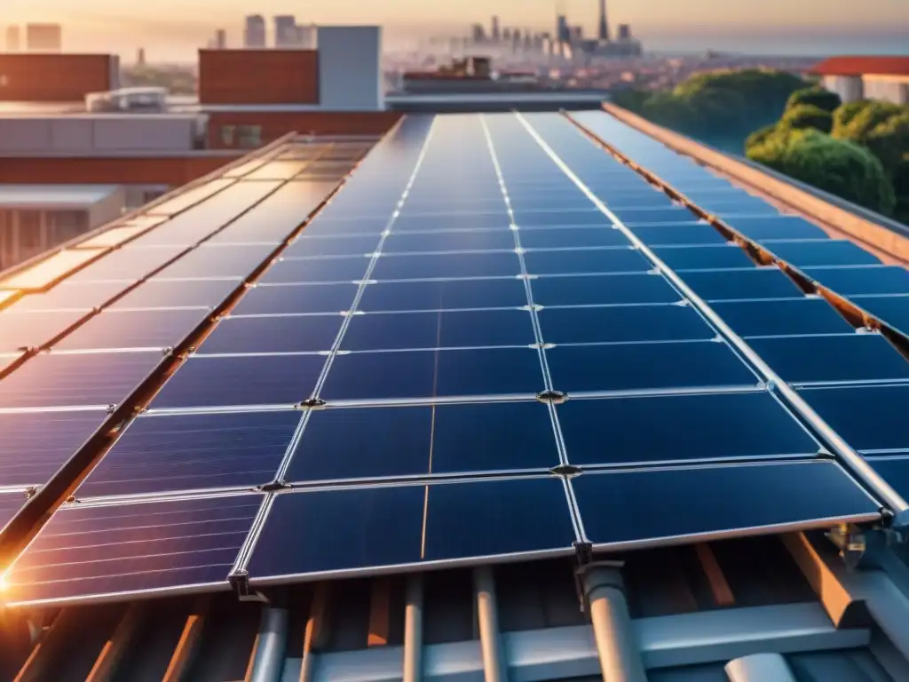 Un panel solar moderno en un tejado, reflejando la luz solar