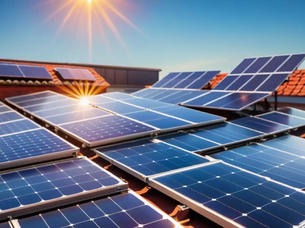 Un panel solar reluciente en un tejado residencial, capturando la luz del sol